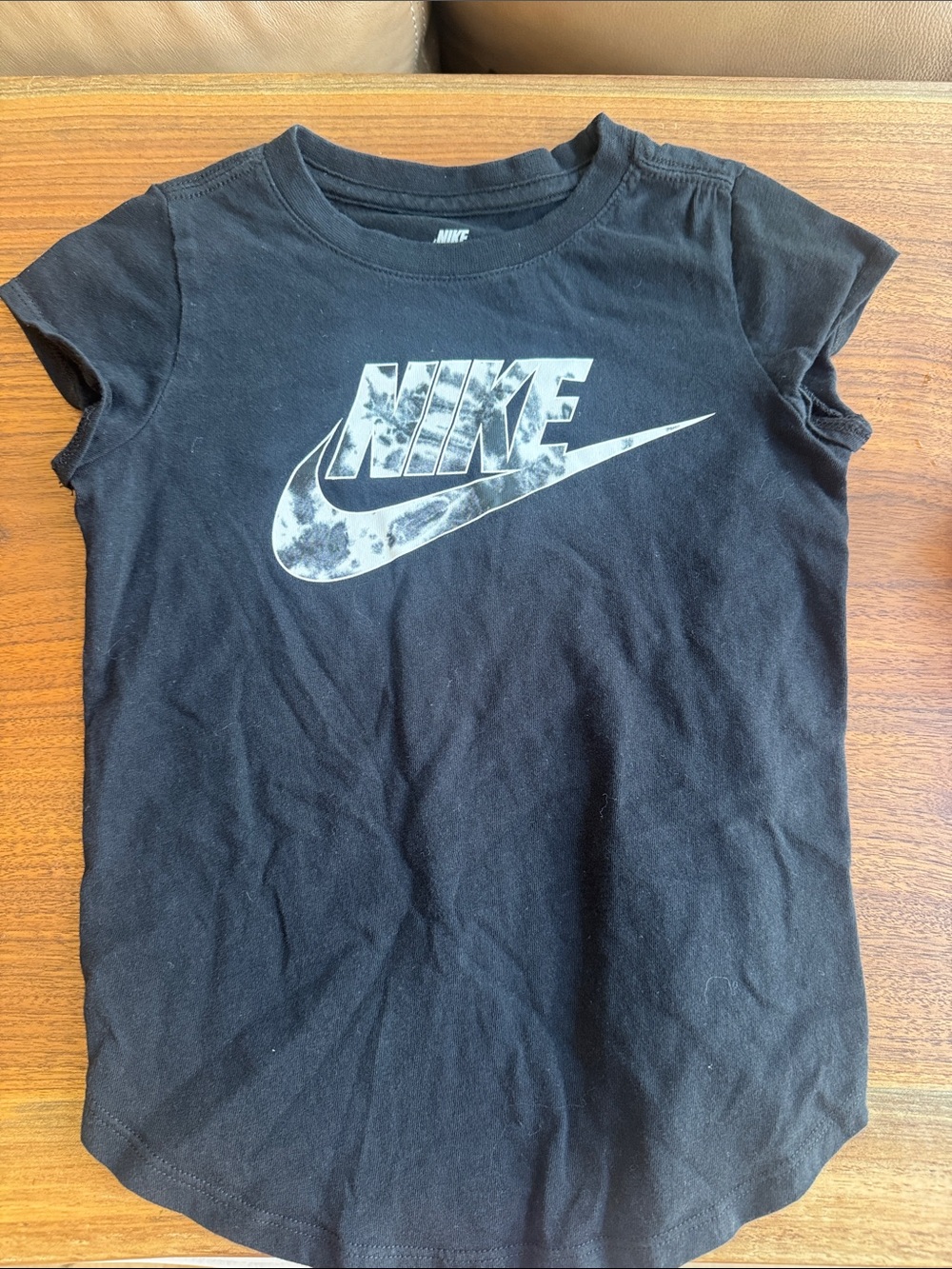 Nike Kids Black Tee with White Marbled Logo